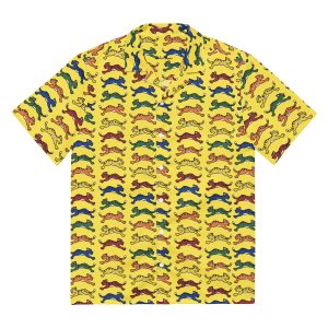 RUNNING CAT BUTTON-UP SHIRT (YELLOW)