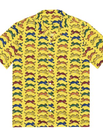 RUNNING CAT BUTTON-UP SHIRT (YELLOW)